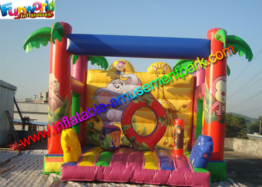 Full Printing Zoo Bouncy Jumping Castles , Moonwalk Bouncer With PVC tarpaulin