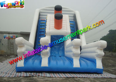 Excellent Titanic White / Blue Inflatable Slip And Slide Party Use EN14960