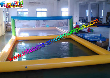 PVC Tarpaulin Popular Inflatable Water Volleyball Court Yellow Green Blue