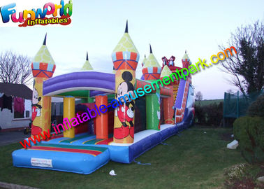 PVC Tarpaulin Inflatable Mickey Bouncy Slide Obstacle Game For Kids