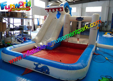 Shark Outdoor Inflatable Water Slides  ,  Air Combo Bouncer With Water Pool