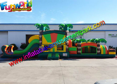 Inflatable Sport Obstacle Course Bouncer Dual Lane Module Tropical With Tree