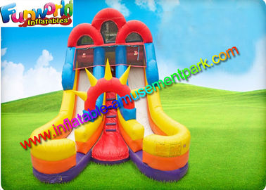 Red Yellow Commercial Inflatable Slide , 16ft Double Inflatable Climbing Slide