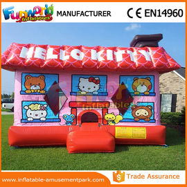 PVC Hello Kitty Party Commercial Jumping Castle / Inflatable House For School