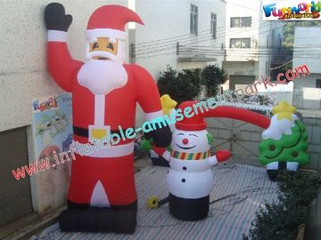 UV-Treated PVC , Coated Nylon Inflatable Christmas Decorations Santa Claus For Outdoor