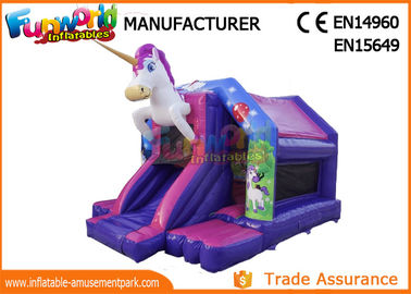 Pink / White Or Blue Commercial Bouncy Castles With Slide / Unicorn Bounce House