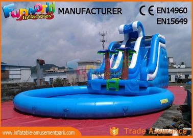 Waterslides Giant Blue Outdoor Inflatable Water Slides For Amusement Park