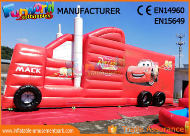 Fun Truck Bounce House Inflatables Obstacle Course Red Fire Retardant