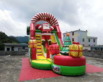 Santa Claus Commercial Inflatable Slide Christmas Bouncy Castle For Public