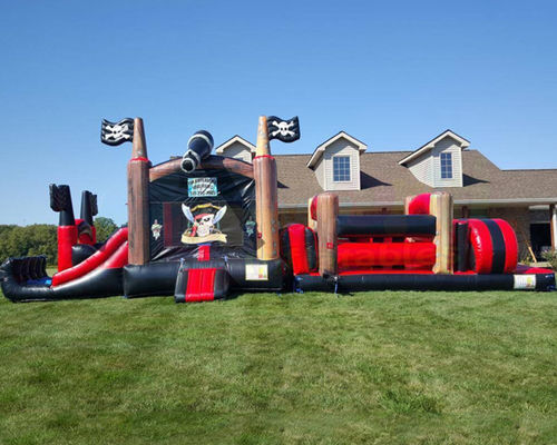 Backyard Pirate Ship Bounce House Inflatables Obstacle Course