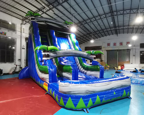 Palm Tree Jumping Castles Outdoor Inflatable Water Slides With Pool