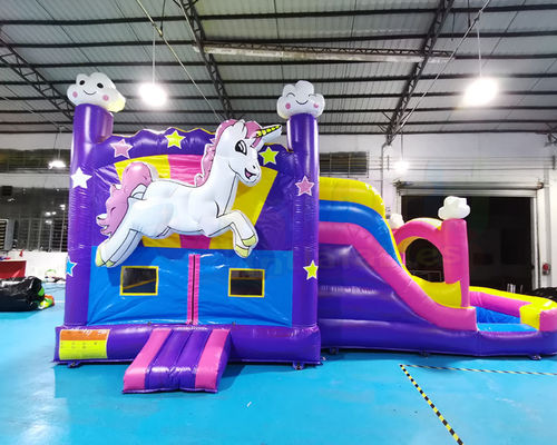 0.55mm PVC Unicorn Bouncy Houses Inflatable Bouncer Slide