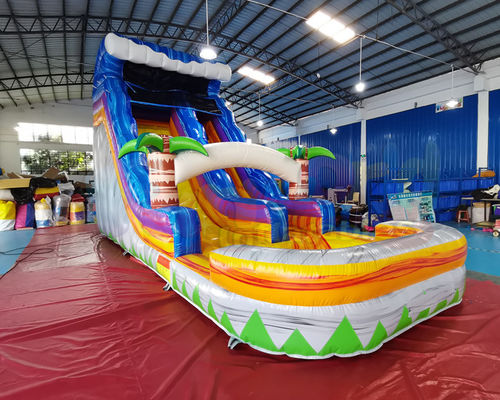 Adult Outdoor Inflatable Water Slides Palm Tree Jumping Bouncy Castle