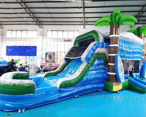 Palm Tree Jumping Inflatable Bouncer Slide For Backyard