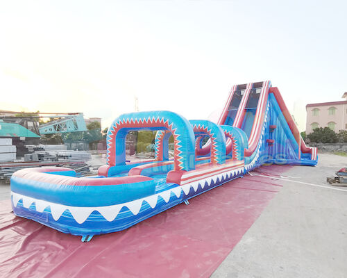 Quadruple Stitching Outdoor Inflatable Water Slides For Amusement Park