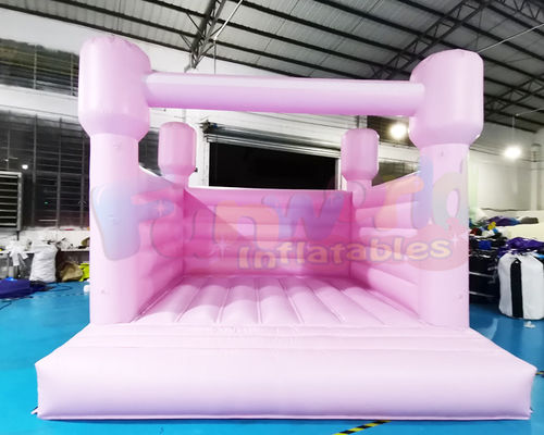 Pink 0.55mm PVC Inflatable Bounce Houses Quadruple Stitching