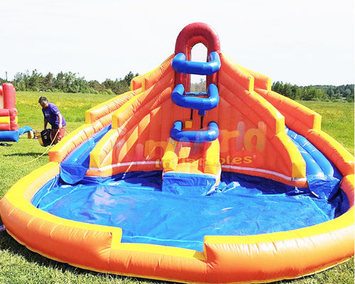 Multi Color Jumping Bounce House Inflatable Water Slide With Pool