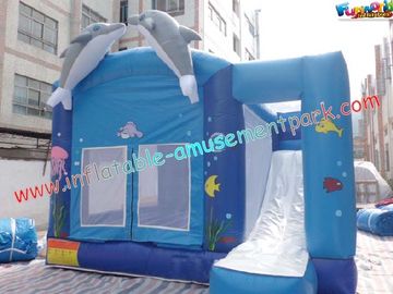 Blue Outdoor Inflatable Bouncer Slide Commercial With Castles