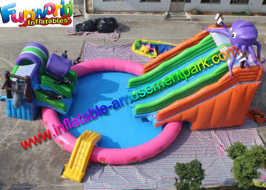 Mini 15m Diameters Inflatable Water Parks Customized White With 680w Pump