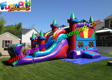 Colorful Kids Crazy Inflatable Bouncer Slide Jumping Castle With Turrets