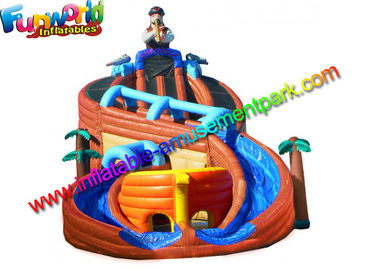 Shipwreck Pirate Outdoor Inflatable Water Slides  , Inflatable Water Pool Slides With Tree