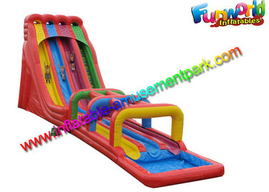 Colorful 3 Lanes Outdoor Inflatable Wet Slides / Big Water Slide for Kids With 18' H Platform