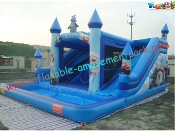 Forzen Inflatable Combo Moonwalk , Bouncer Pool Slide 10L x 8W x 5.2H Meter