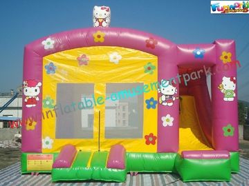 Hello Kitty Rent Inflatable Bouncer Slide , Castle With Slide For Childrens