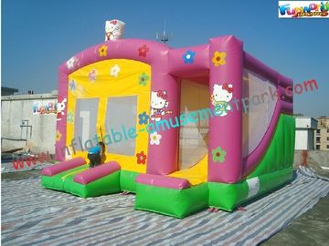 Hello Kitty Rent Inflatable Bouncer Slide , Castle With Slide For Childrens