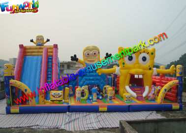Water - Proof  Minion & Spongebob Inflatable Amusement Park With PVC Vinyl
