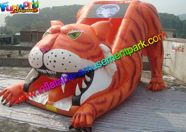 Popular Giant Tiger Inflatable Slide , Huge Inflatable Dry Slide With PVC Vinyl