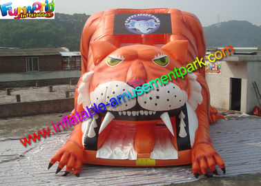 Popular Giant Tiger Inflatable Slide , Huge Inflatable Dry Slide With PVC Vinyl