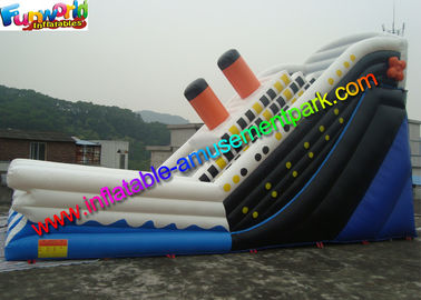 Excellent Titanic White / Blue Inflatable Slip And Slide Party Use EN14960