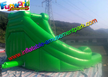 Green Waterproof Outdoor Inflatable Water Slides Commercial Water Pool Slide