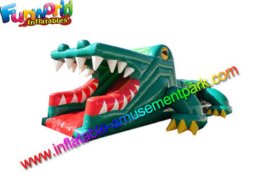 Green Crocodile Inflatables Obstacle Course Aligator Inflatable Sport Games