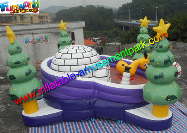 Customized Christmas Snowman Inflatable Dome Bouncer Jumping House With Tree