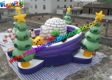 Customized Christmas Snowman Inflatable Dome Bouncer Jumping House With Tree