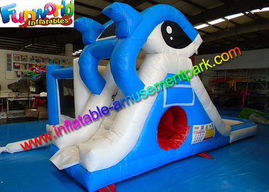 Shark Outdoor Inflatable Water Slides  ,  Air Combo Bouncer With Water Pool