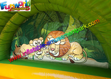 Kids Commercial Inflatable Slide , Jungle Tree Inflatable Cartoon Dry Slides