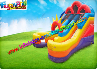 Red Yellow Commercial Inflatable Slide , 16ft Double Inflatable Climbing Slide