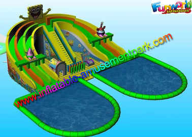 Outdoor Spongebob Inflatable Slide Colorful With Water Pool Games