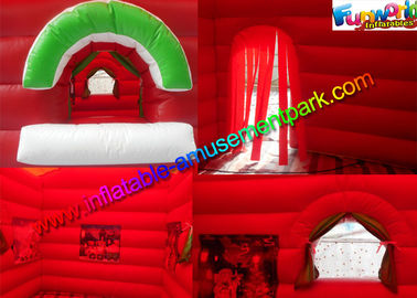 Customized Inflatable Christmas Decorations , PVC Inflatable Santa Grotto House