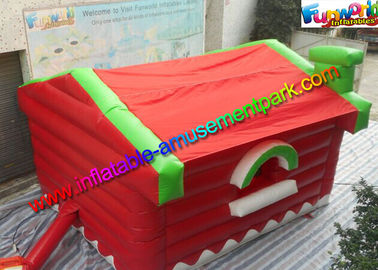 Customized Inflatable Christmas Decorations , PVC Inflatable Santa Grotto House