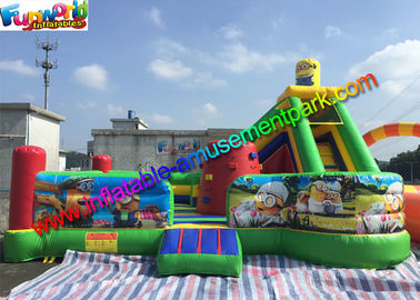 Outdoor Minion Inflatable Bouncer Slide , Funny Combo Slide 0.55mm PVC Tarpaulin