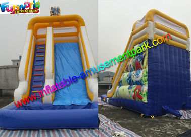 Customized Outdoor Inflatable Water Slides / Water Slide Pool With PVC Tarpaulin