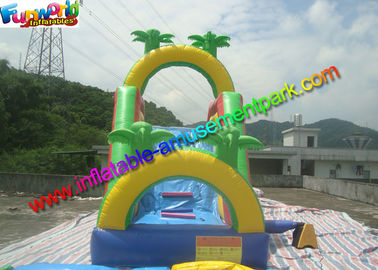 Customized Palm Tree Inflatable Water Slide Pool , Swimming Pool Slide With PVC