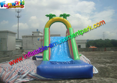 Customized Palm Tree Inflatable Water Slide Pool , Swimming Pool Slide With PVC