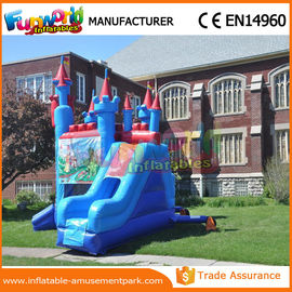 PVC Large Blue Bounce House Jumpers Inflatable Jumping Castles With Two Slide