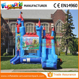 PVC Large Blue Bounce House Jumpers Inflatable Jumping Castles With Two Slide