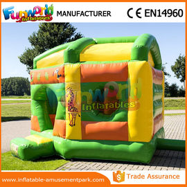 Funny Green / Yellow Inflatable Bouncy Slide 0.5mm PVC Tarpaulin Commercial